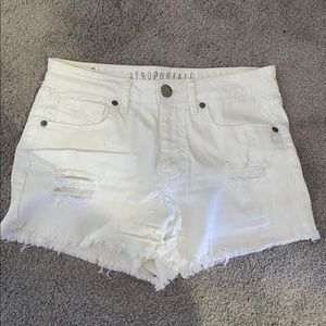 Aeropostale white denim shorts (size: 0, fits like a 2)